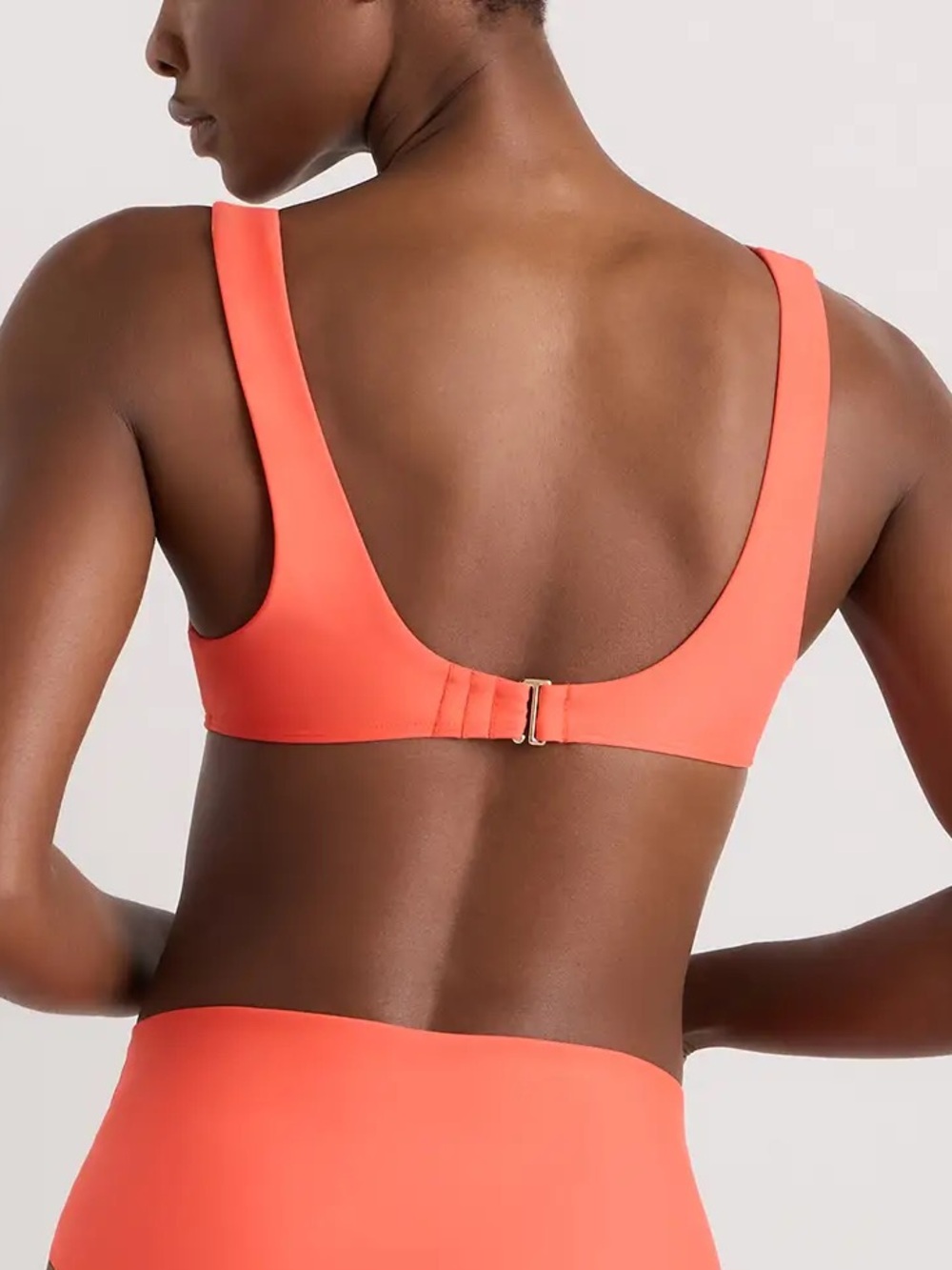 NWT QUINCE Italian Plunge Bikini Top Medium Sunset Orange 9415 - Picture 3 of 9